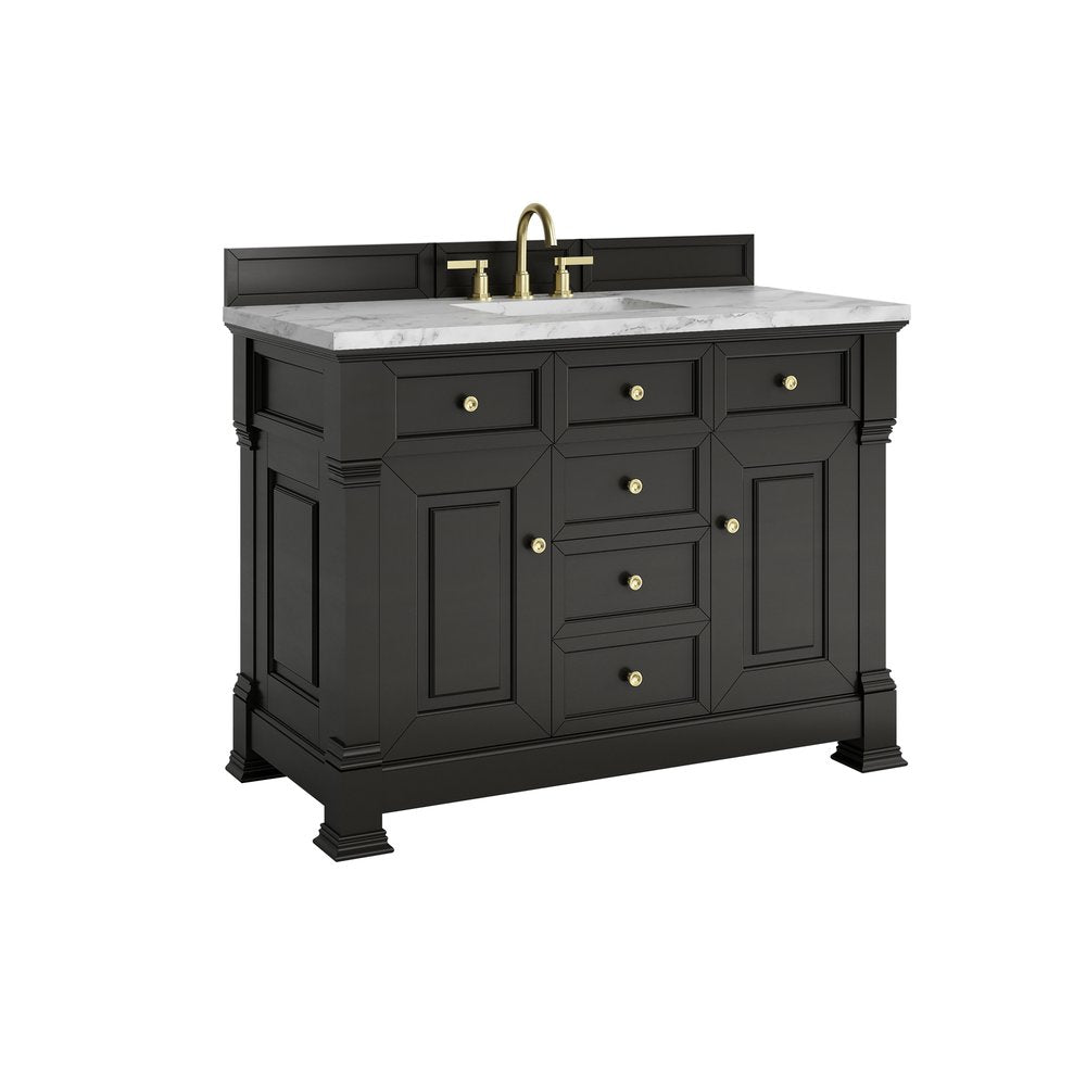 James Martin - Brookfield 48" Single Vanity, Black Onyx w/3 CM Carrara White Marble Top - 547-V48-BKO-3CAR view 11