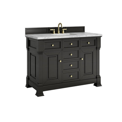 James Martin - Brookfield 48" Single Vanity, Black Onyx w/3 CM Carrara White Marble Top - 547-V48-BKO-3CAR view 11