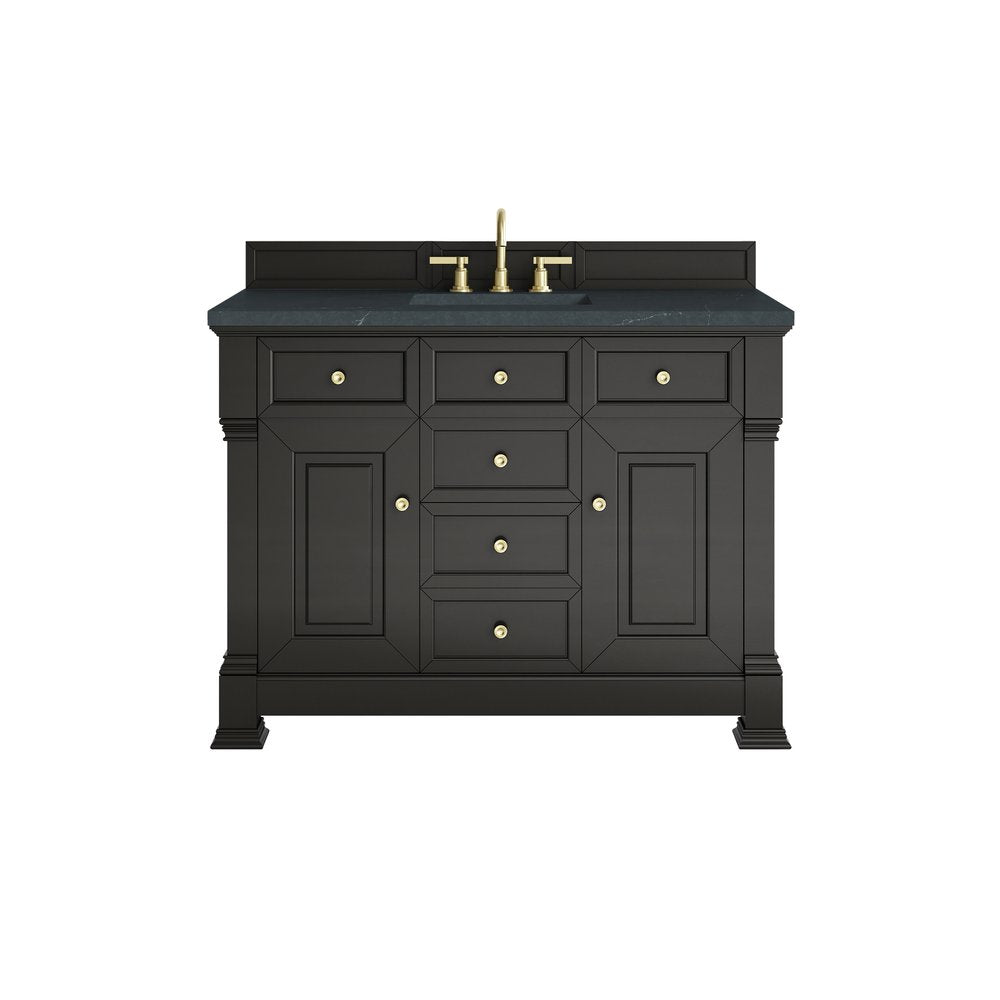 James Martin - Brookfield 48" Single Vanity, Black Onyx w/3 CM Charcoal Soapstone Silestone Top - 547-V48-BKO-3CSP view 1