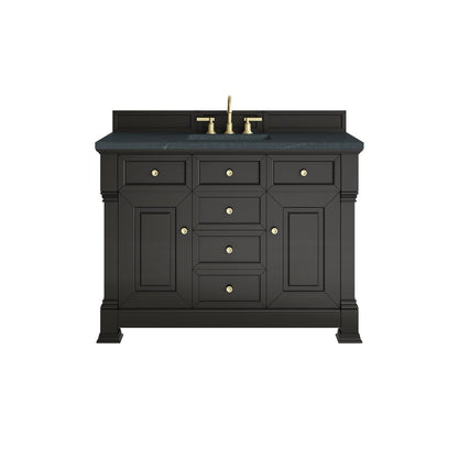 James Martin - Brookfield 48" Single Vanity, Black Onyx w/3 CM Charcoal Soapstone Silestone Top - 547-V48-BKO-3CSP view 1
