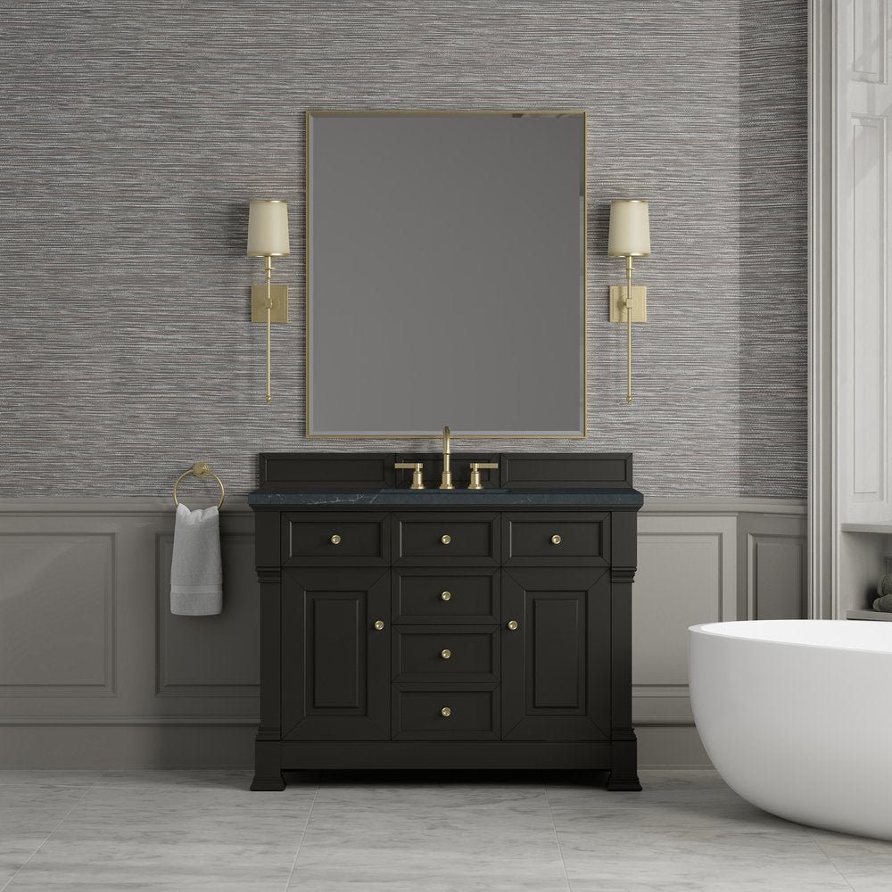James Martin - Brookfield 48" Single Vanity, Black Onyx w/3 CM Charcoal Soapstone Silestone Top - 547-V48-BKO-3CSP view 3