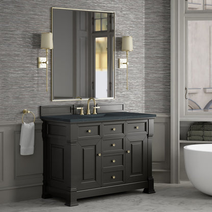 James Martin - Brookfield 48" Single Vanity, Black Onyx w/3 CM Charcoal Soapstone Silestone Top - 547-V48-BKO-3CSP view 4