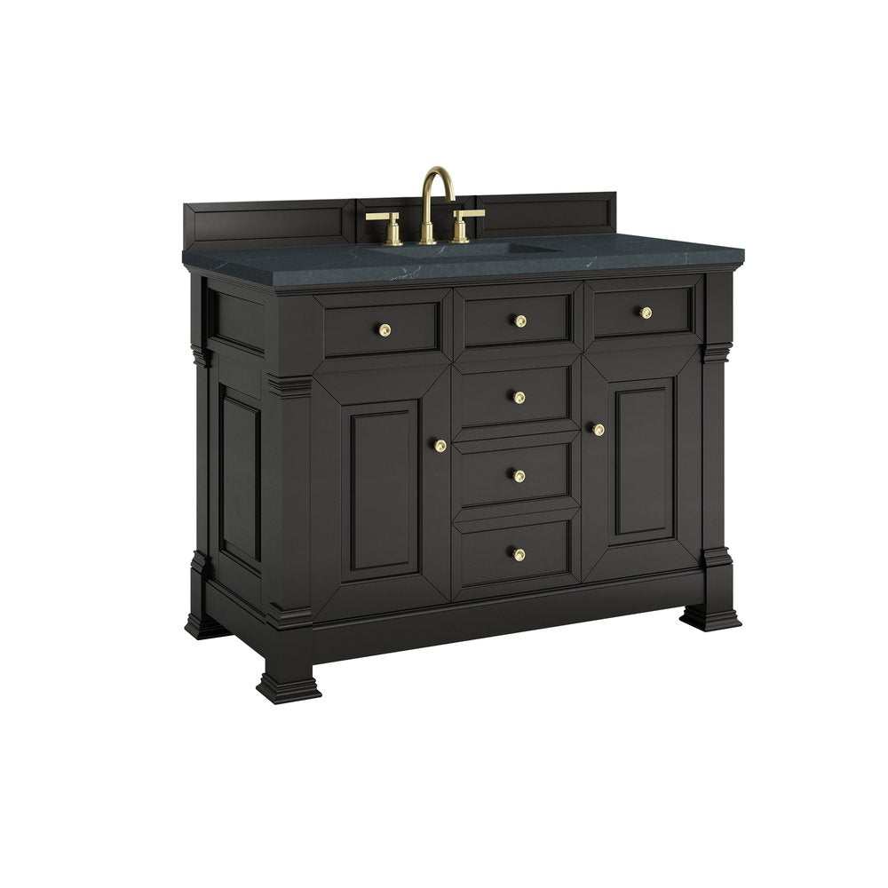 James Martin - Brookfield 48" Single Vanity, Black Onyx w/3 CM Charcoal Soapstone Silestone Top - 547-V48-BKO-3CSP view 11