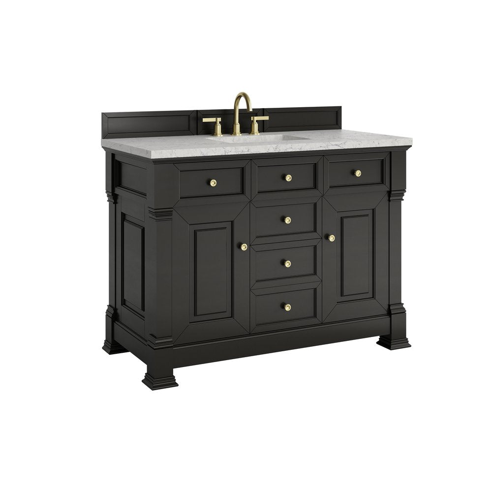 James Martin - Brookfield 48" Single Vanity, Black Onyx w/ 3 CM Eternal Jasmine Pearl Silestone Top - 547-V48-BKO-3EJP view 11