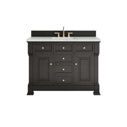 James Martin - Brookfield 48" Single Vanity, Black Onyx w/ 3 CM Ethereal Noctis Silestone Top - 547-V48-BKO-3ENC view 1