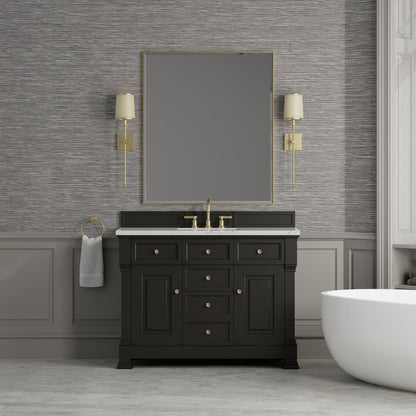 James Martin - Brookfield 48" Single Vanity, Black Onyx w/ 3 CM Ethereal Noctis Silestone Top - 547-V48-BKO-3ENC view 3