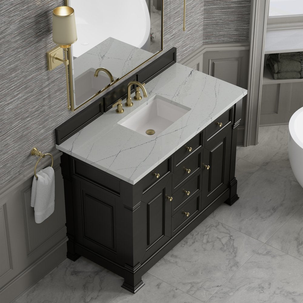 James Martin - Brookfield 48" Single Vanity, Black Onyx w/ 3 CM Ethereal Noctis Silestone Top - 547-V48-BKO-3ENC view 7
