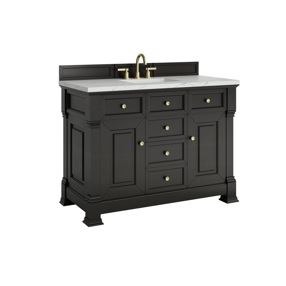 James Martin - Brookfield 48" Single Vanity, Black Onyx w/ 3 CM Ethereal Noctis Silestone Top - 547-V48-BKO-3ENC view 11