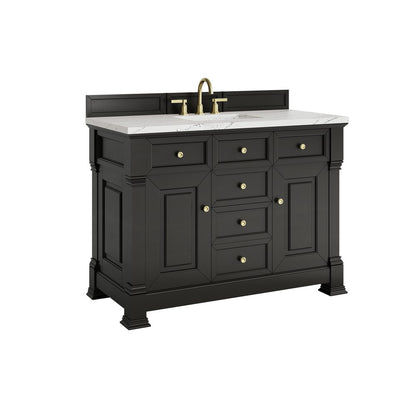 James Martin - Brookfield 48" Single Vanity, Black Onyx w/ 3 CM Ethereal Noctis Silestone Top w/ FreePower Wireless Charger - 547-V48-BKO-FENC view 11