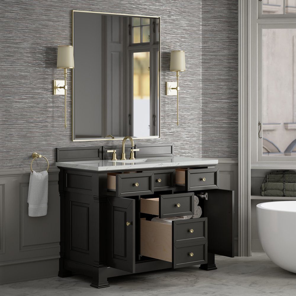 James Martin - Brookfield 48" Single Vanity, Black Onyx w/ 3 CM Lime Delight Silestone Top - 547-V48-BKO-3LDL view 5