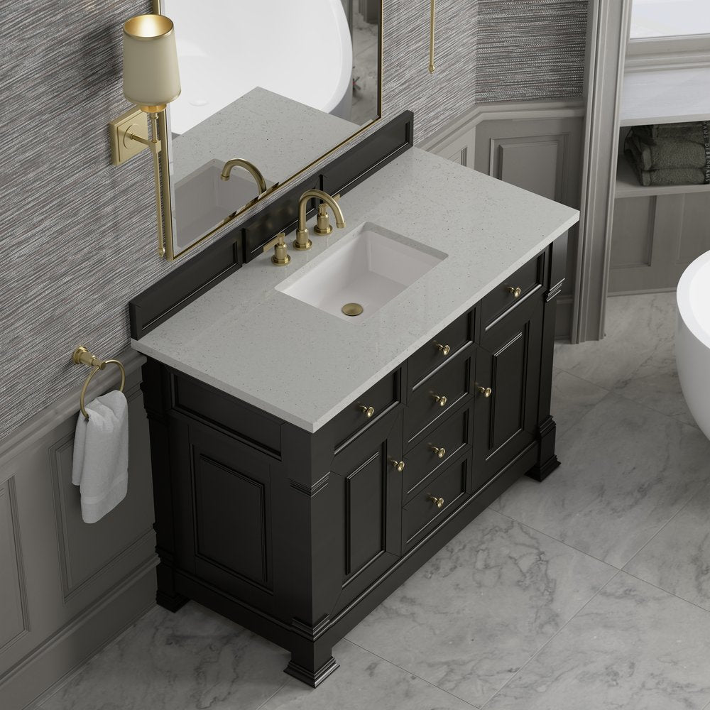 James Martin - Brookfield 48" Single Vanity, Black Onyx w/ 3 CM Lime Delight Silestone Top - 547-V48-BKO-3LDL view 7