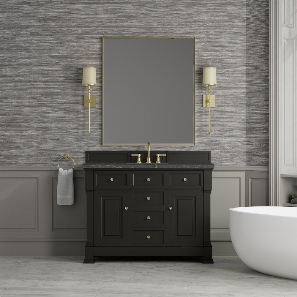 James Martin - Brookfield 48" Single Vanity, Black Onyx w/ 3 CM Parisien Bleu Silestone Top - 547-V48-BKO-3PBL view 3