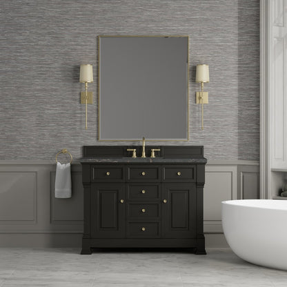 James Martin - Brookfield 48" Single Vanity, Black Onyx w/ 3 CM Parisien Bleu Silestone Top - 547-V48-BKO-3PBL view 3