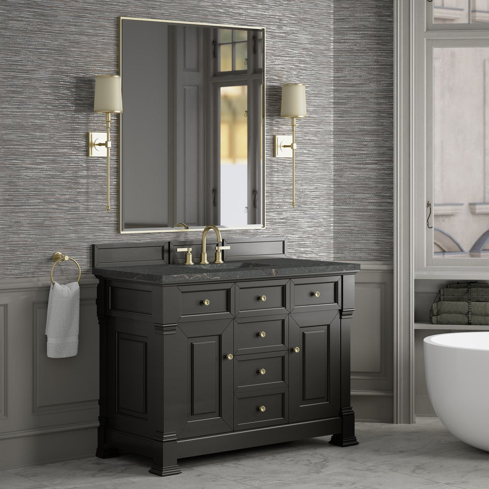 James Martin - Brookfield 48" Single Vanity, Black Onyx w/ 3 CM Parisien Bleu Silestone Top - 547-V48-BKO-3PBL view 4