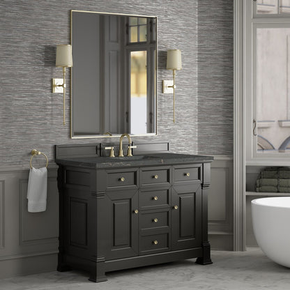 James Martin - Brookfield 48" Single Vanity, Black Onyx w/ 3 CM Parisien Bleu Silestone Top - 547-V48-BKO-3PBL view 4