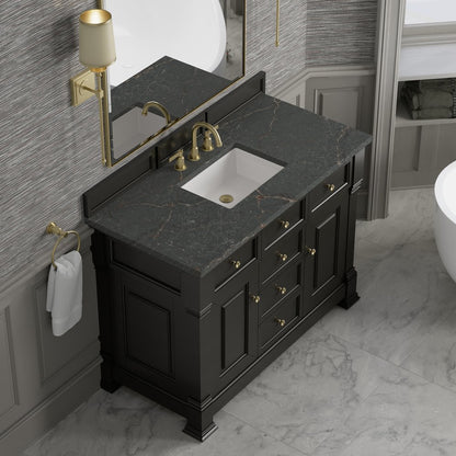 James Martin - Brookfield 48" Single Vanity, Black Onyx w/ 3 CM Parisien Bleu Silestone Top - 547-V48-BKO-3PBL view 7