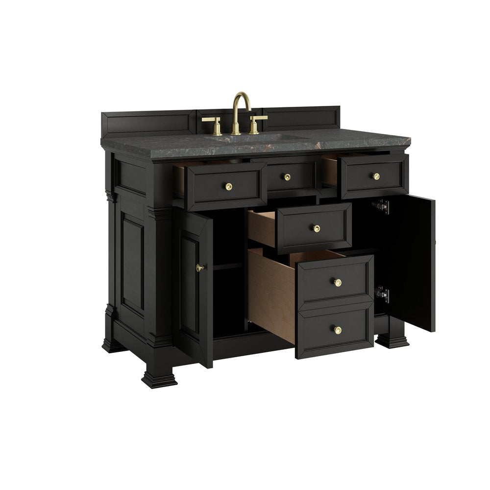 James Martin - Brookfield 48" Single Vanity, Black Onyx w/ 3 CM Parisien Bleu Silestone Top - 547-V48-BKO-3PBL view 8