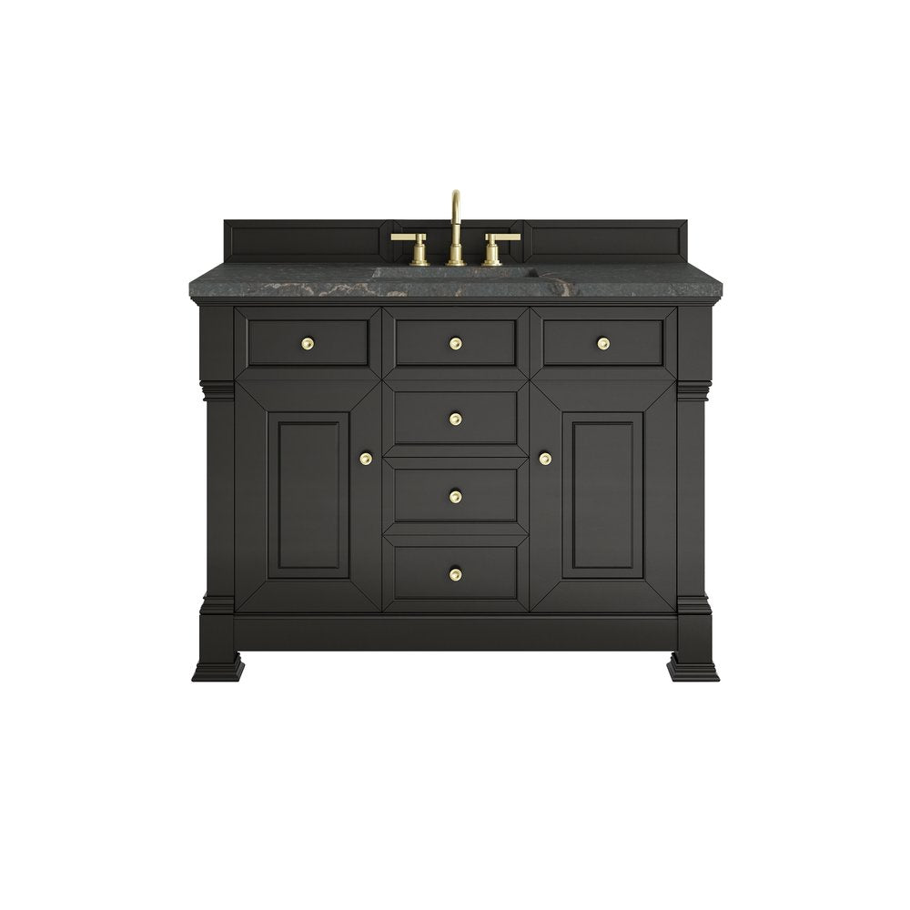 James Martin - Brookfield 48" Single Vanity, Black Onyx w/ 3 CM Parisien Bleu Silestone Top w/ FreePower Wireless Charger - 547-V48-BKO-FPBL view 1