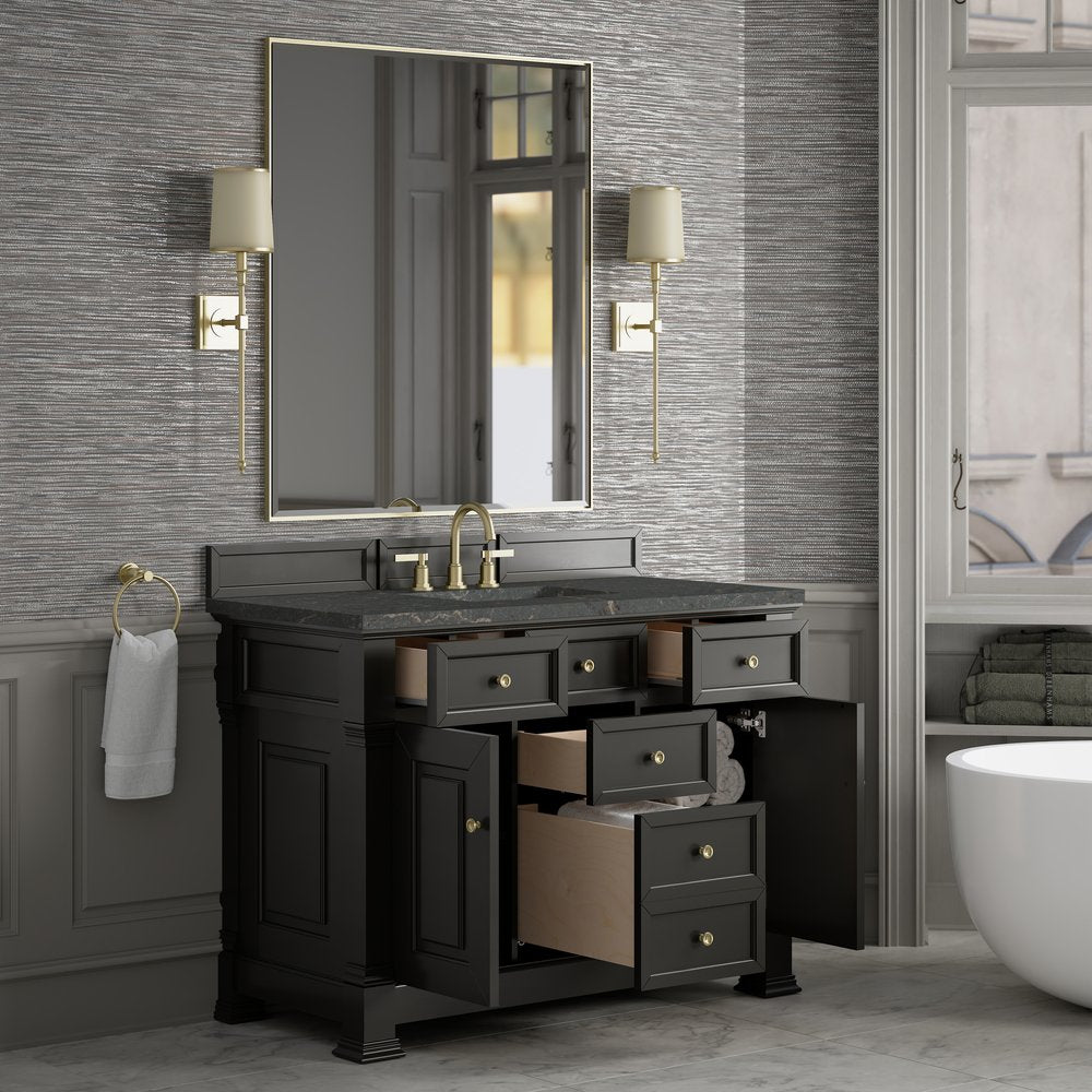 James Martin - Brookfield 48" Single Vanity, Black Onyx w/ 3 CM Parisien Bleu Silestone Top w/ FreePower Wireless Charger - 547-V48-BKO-FPBL view 6