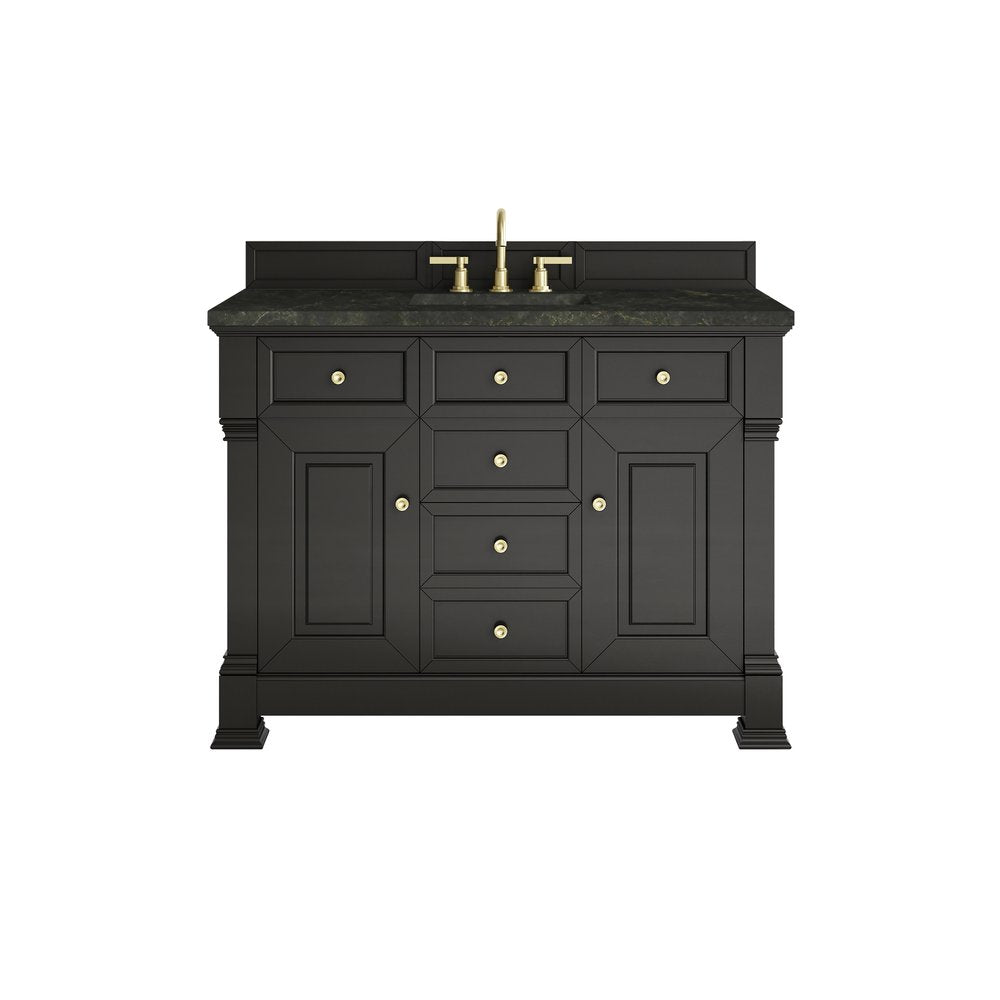 James Martin - Brookfield 48" Single Vanity, Black Onyx, w/ 3 CM Phantome Eclos Top - 547-V48-BKO-3PHT view 1