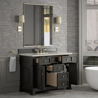 James Martin - Brookfield 48" Single Vanity, Black Onyx, w/ 3 CM Siberian Silestone Top - 547-V48-BKO-3SFR view 5