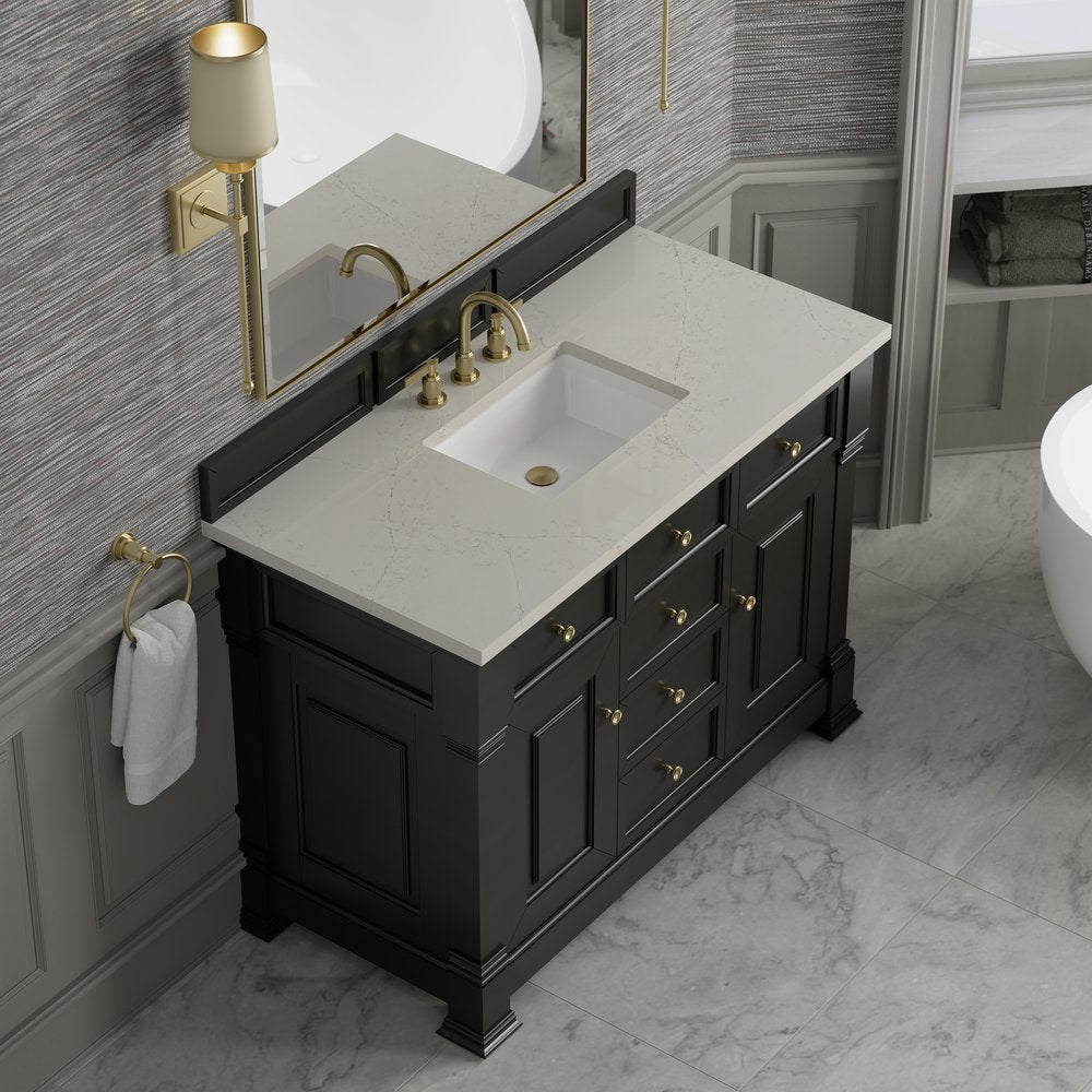 James Martin - Brookfield 48" Single Vanity, Black Onyx, w/ 3 CM Siberian Silestone Top - 547-V48-BKO-3SFR view 7