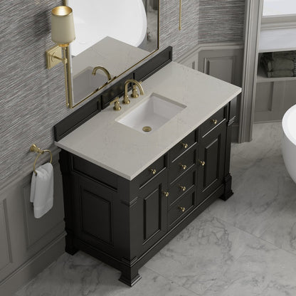 James Martin - Brookfield 48" Single Vanity, Black Onyx, w/ 3 CM Siberian Silestone Top - 547-V48-BKO-3SFR view 7