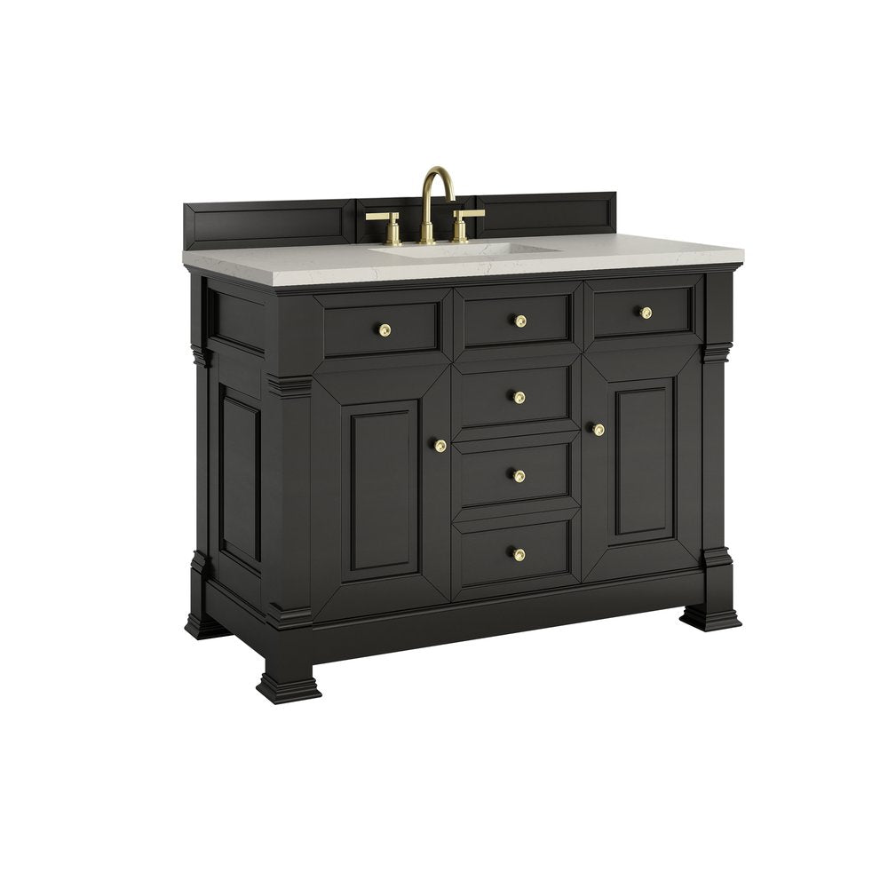 James Martin - Brookfield 48" Single Vanity, Black Onyx, w/ 3 CM Siberian Silestone Top - 547-V48-BKO-3SFR view 9