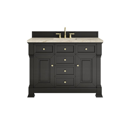 James Martin - Brookfield 48" Single Vanity, Black Onyx, w/ 3 CM Tajnar Eclos Top - 547-V48-BKO-3TJR view 1