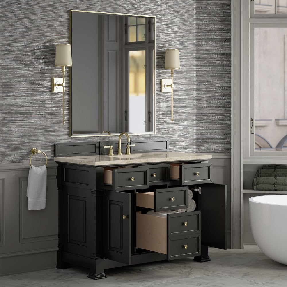 James Martin - Brookfield 48" Single Vanity, Black Onyx, w/ 3 CM Tajnar Eclos Top - 547-V48-BKO-3TJR view 5