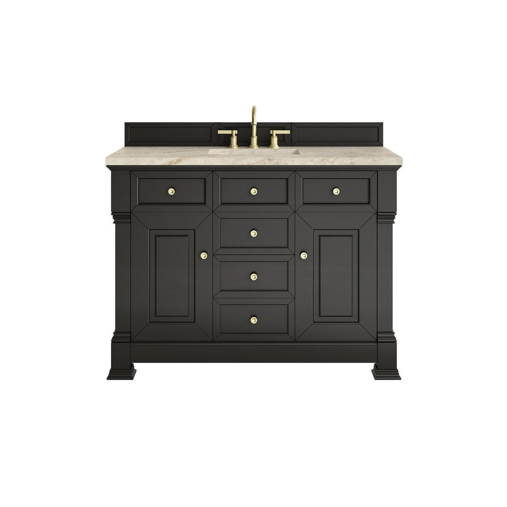 James Martin - Brookfield 48" Single Vanity, Black Onyx, w/ 3 CM Tajnar Eclos Top w/FreePower Wireless Charger - 547-V48-BKO-FTJR view 1