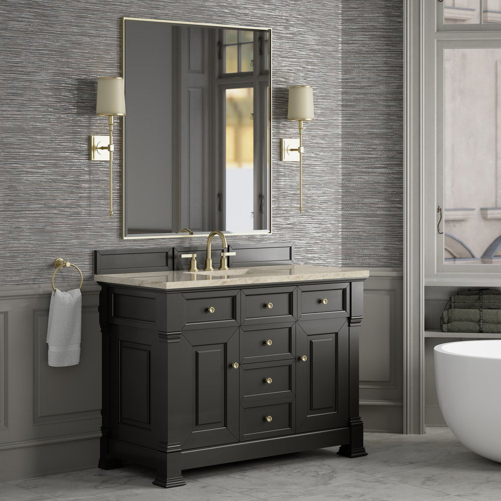 James Martin - Brookfield 48" Single Vanity, Black Onyx, w/ 3 CM Tajnar Eclos Top w/FreePower Wireless Charger - 547-V48-BKO-FTJR view 4
