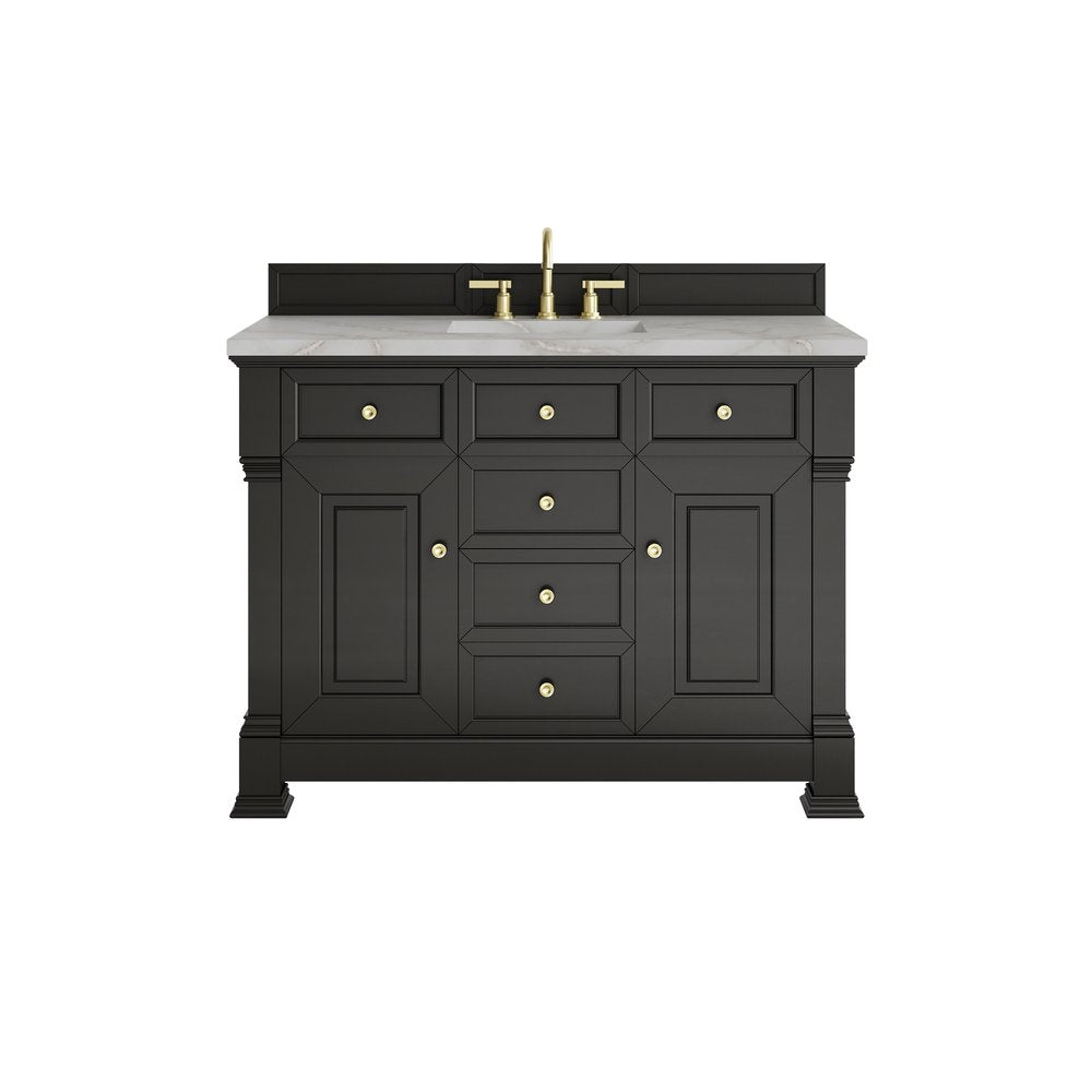 James Martin - Brookfield 48" Single Vanity, Black Onyx w/ 3 CM Victorian Silver Silestone Top - 547-V48-BKO-3VSL view 1