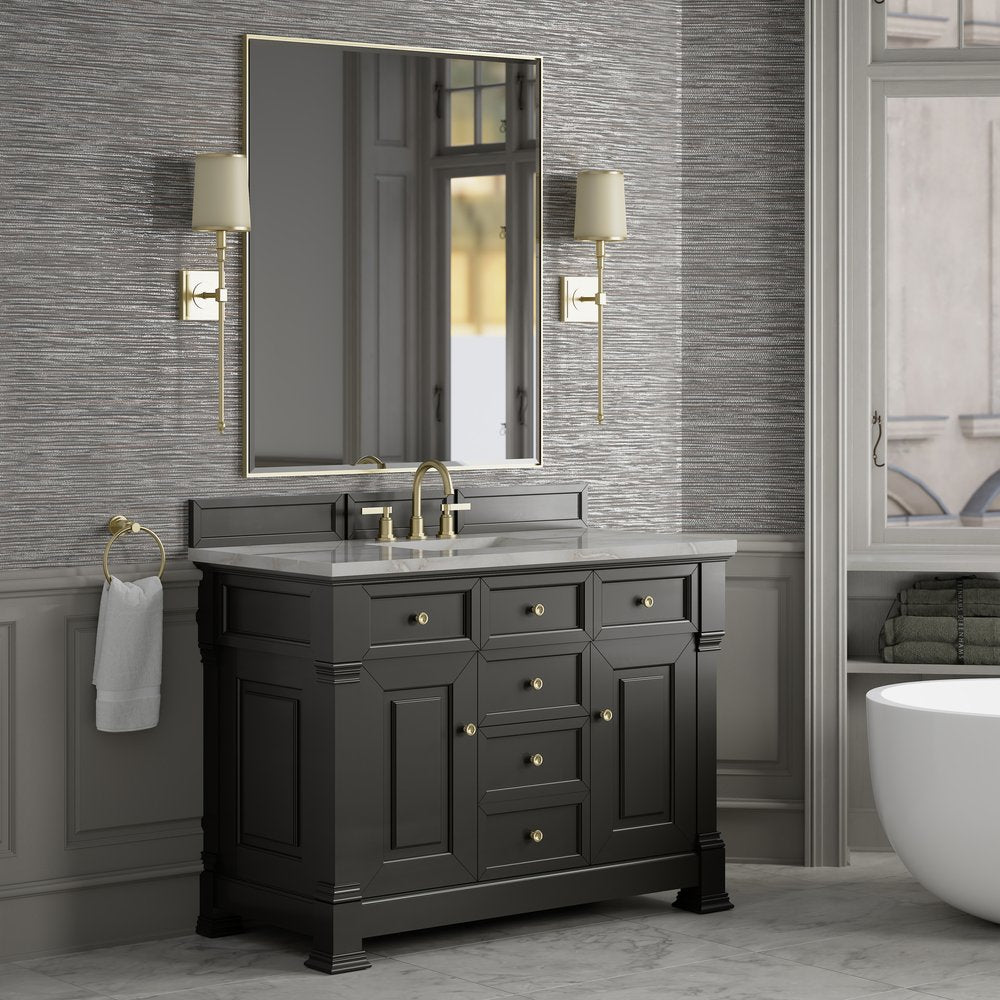 James Martin - Brookfield 48" Single Vanity, Black Onyx w/ 3 CM Victorian Silver Silestone Top - 547-V48-BKO-3VSL view 4