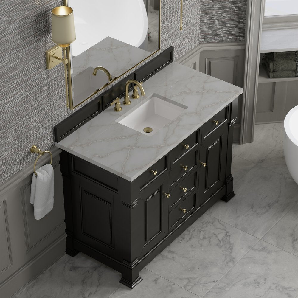 James Martin - Brookfield 48" Single Vanity, Black Onyx w/ 3 CM Victorian Silver Silestone Top - 547-V48-BKO-3VSL view 7