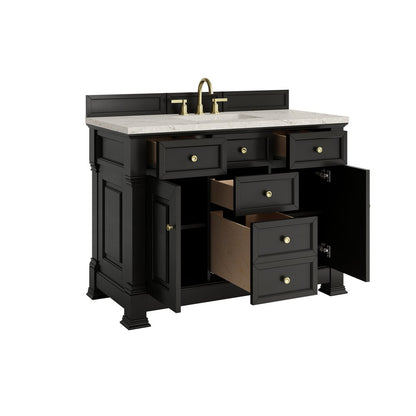 James Martin - Brookfield 48" Single Vanity, Black Onyx w/ 3 CM Victorian Silver Silestone Top - 547-V48-BKO-3VSL view 8