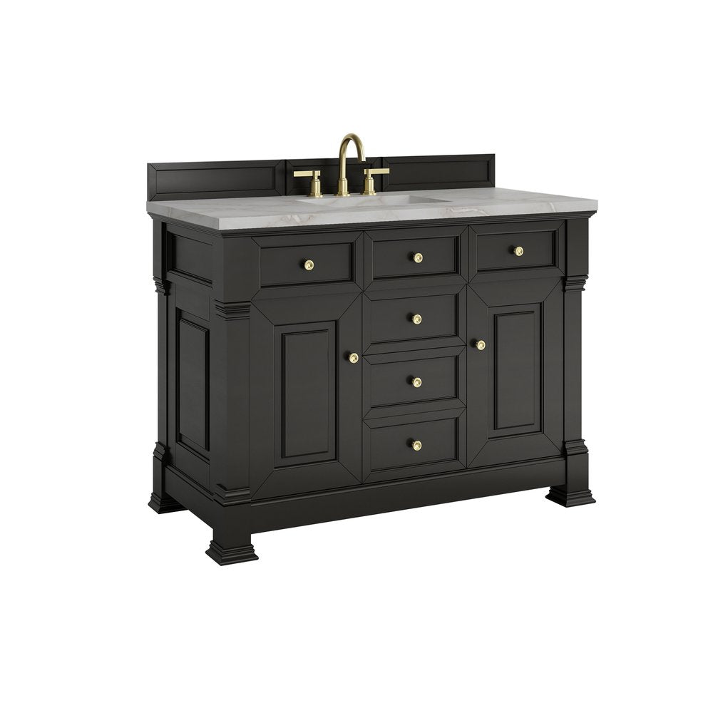 James Martin - Brookfield 48" Single Vanity, Black Onyx w/ 3 CM Victorian Silver Silestone Top - 547-V48-BKO-3VSL view 11