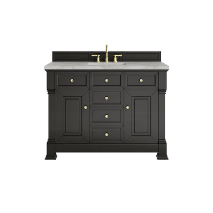 James Martin - Brookfield 48" Single Vanity, Black Onyx w/ 3 CM Victorian Silver Silestone Top w/ FreePower Wireless Charger - 547-V48-BKO-FVSL view 1