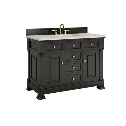James Martin - Brookfield 48" Single Vanity, Black Onyx w/ 3 CM Victorian Silver Silestone Top w/ FreePower Wireless Charger - 547-V48-BKO-FVSL view 11