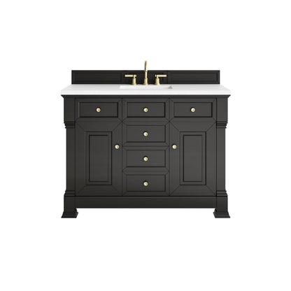 James Martin - Brookfield 48" Single Vanity, Black Onyx,  w/ 3 CM White Zeus Silestone Top - 547-V48-BKO-3WZ view 1