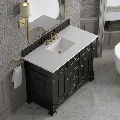 James Martin - Brookfield 48" Single Vanity, Black Onyx,  w/ 3 CM White Zeus Silestone Top - 547-V48-BKO-3WZ view 7