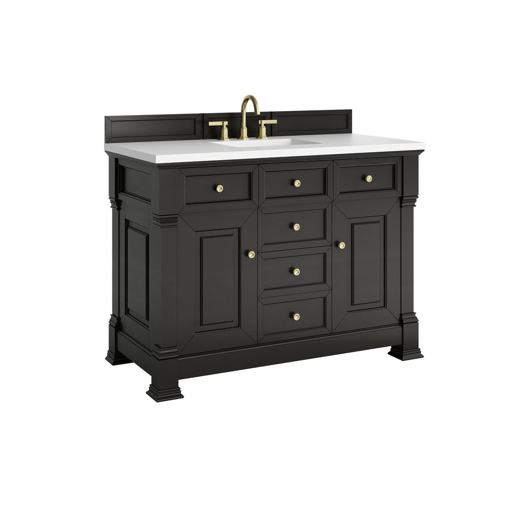 James Martin - Brookfield 48" Single Vanity, Black Onyx,  w/ 3 CM White Zeus Silestone Top - 547-V48-BKO-3WZ view 10
