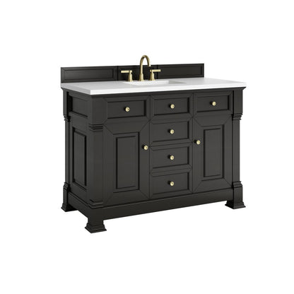 James Martin - Brookfield 48" Single Vanity, Black Onyx,  w/ 3 CM White Zeus Silestone Top - 547-V48-BKO-3WZ view 10
