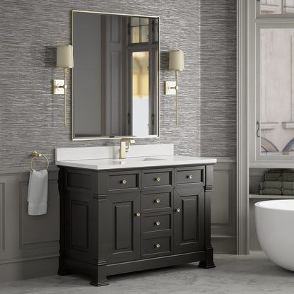 James Martin - Brookfield 48" Single Vanity, Black Onyx w/ Single Hole 3 CM White Zeus Silestone Top & Backsplash - 547-V48-BKO-1WZ view 4