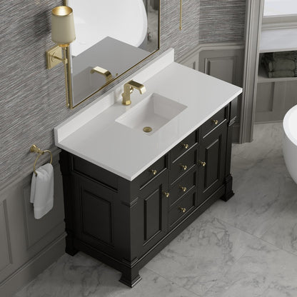 James Martin - Brookfield 48" Single Vanity, Black Onyx w/ Single Hole 3 CM White Zeus Silestone Top & Backsplash - 547-V48-BKO-1WZ view 7