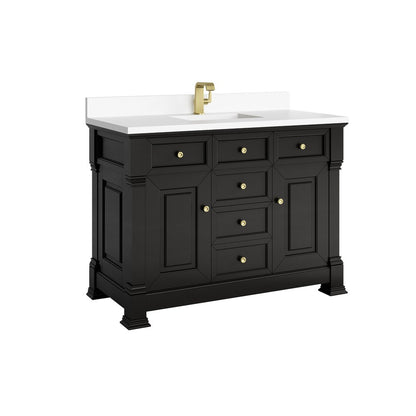 James Martin - Brookfield 48" Single Vanity, Black Onyx w/ Single Hole 3 CM White Zeus Silestone Top & Backsplash - 547-V48-BKO-1WZ view 9