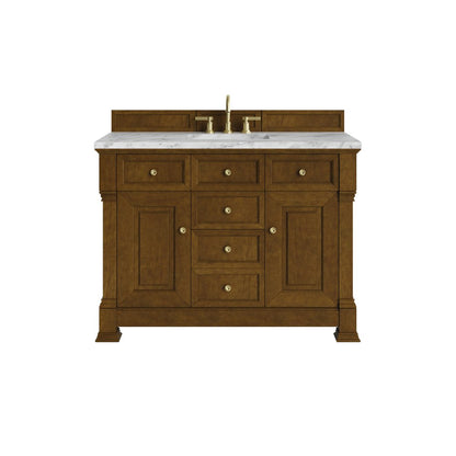 James Martin - Brookfield 48" Single Vanity, Honey Oak w/3 CM Carrara White Marble Top - 547-V48-HNO-3CAR view 1