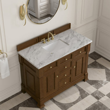 James Martin - Brookfield 48" Single Vanity, Honey Oak w/3 CM Carrara White Marble Top - 547-V48-HNO-3CAR view 7