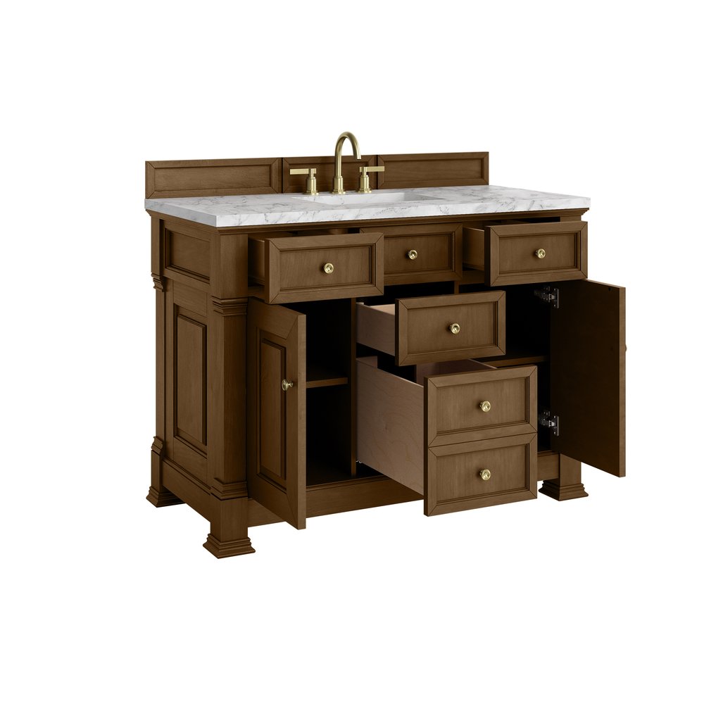 James Martin - Brookfield 48" Single Vanity, Honey Oak w/3 CM Carrara White Marble Top - 547-V48-HNO-3CAR view 8