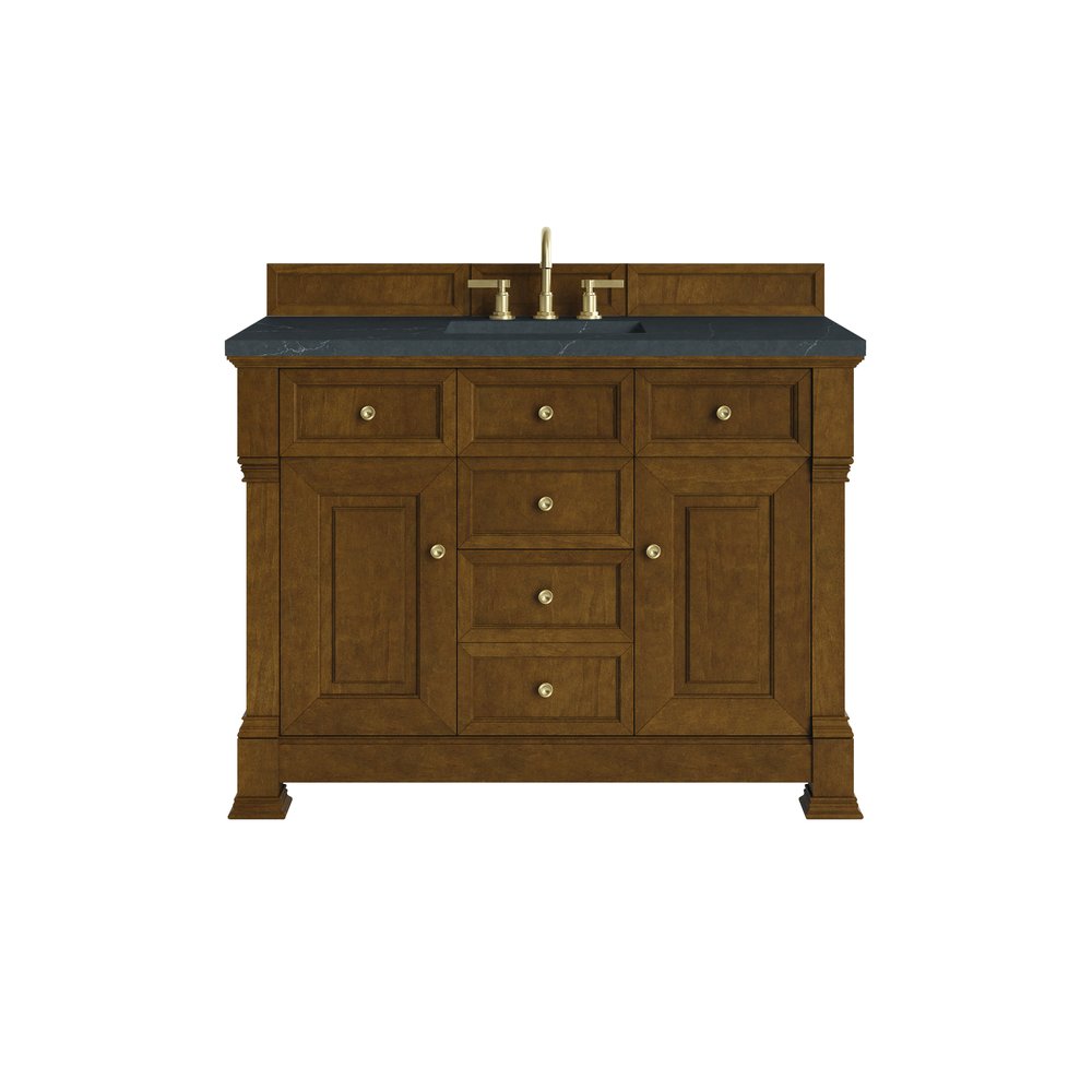 James Martin - Brookfield 48" Single Vanity, Honey Oak w/ 3 CM Charcoal Soapstone Silestone Top - 547-V48-HNO-3CSP view 1